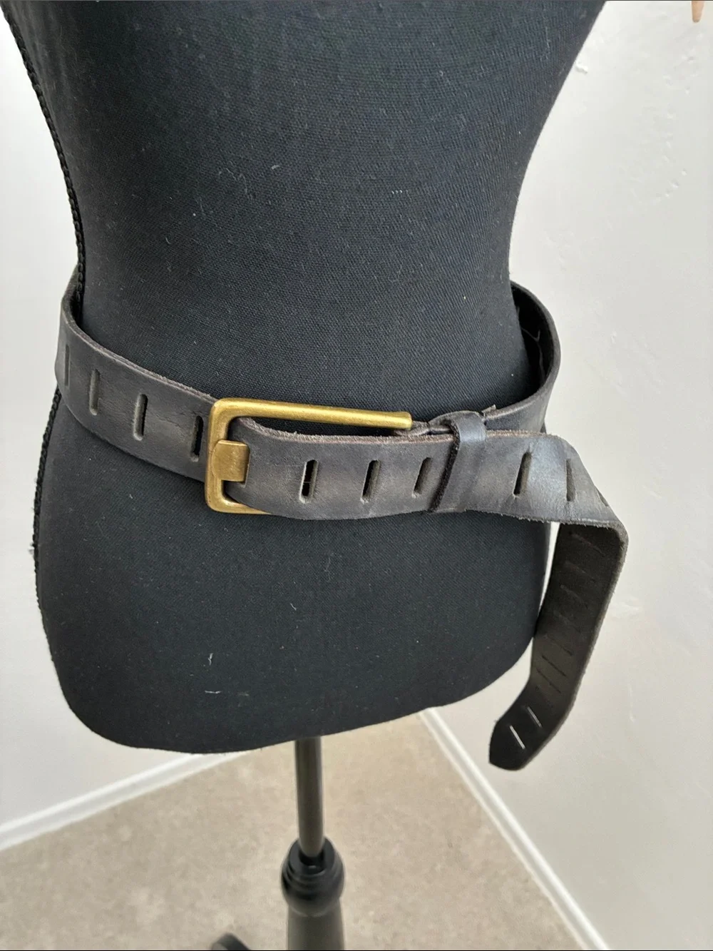 We The Free Dark Brown Leather Belt with Brass Buckle
